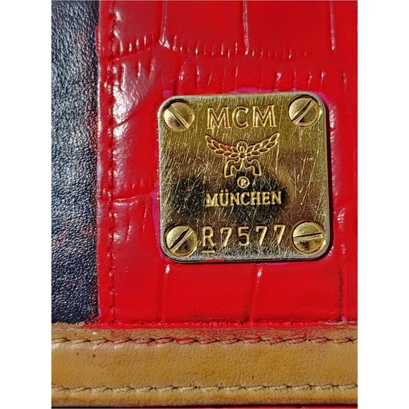 MCM Women's Tan and Red Leather Wallet - Picture 4 of 16